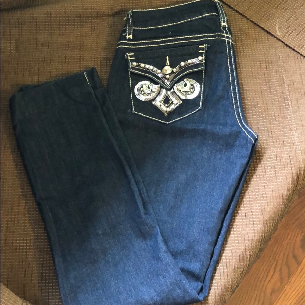Embellished Dark Denim Jeans NWOT